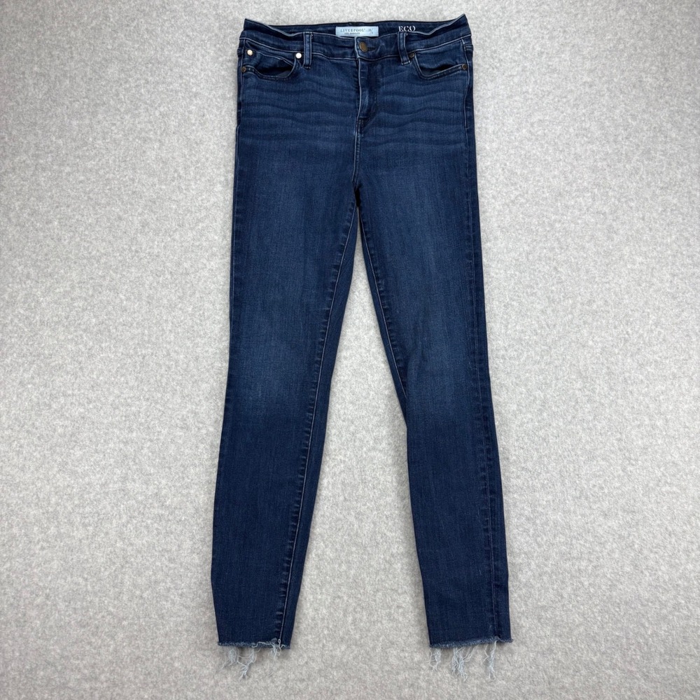Liverpool Jeans Womens 6 Blue Ankle Skinny High Rise Raw Hem Stretch Denim